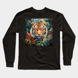 Tiger face deep in the jungle Long Sleeve T-Shirt